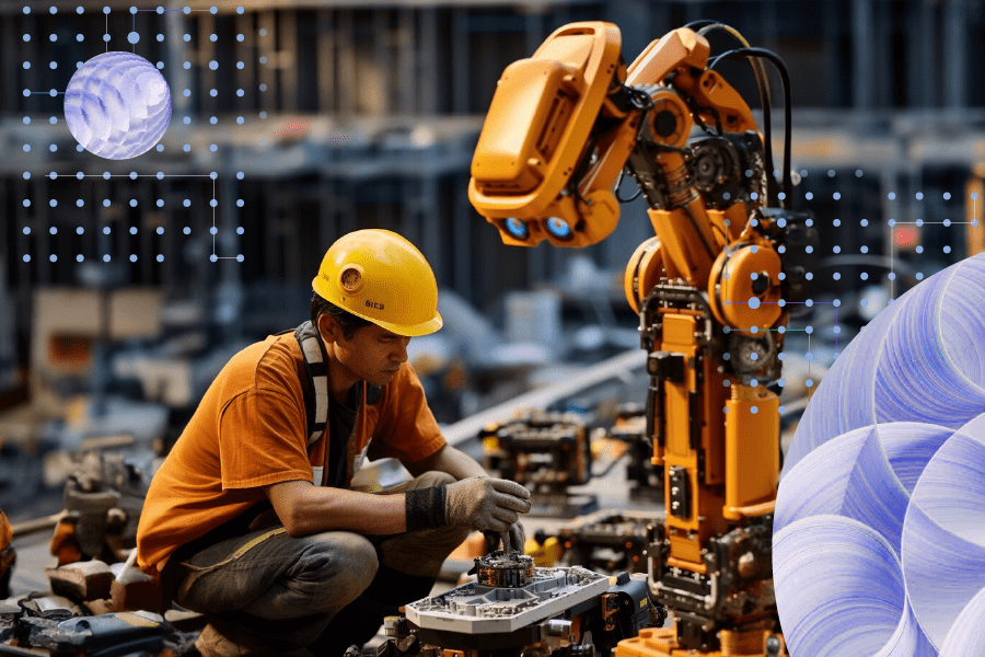 Illustrating the synergy between human and machine, this image underscores how autonomous operations enhance manufacturing processes, fostering innovation and driving operational efficiency.