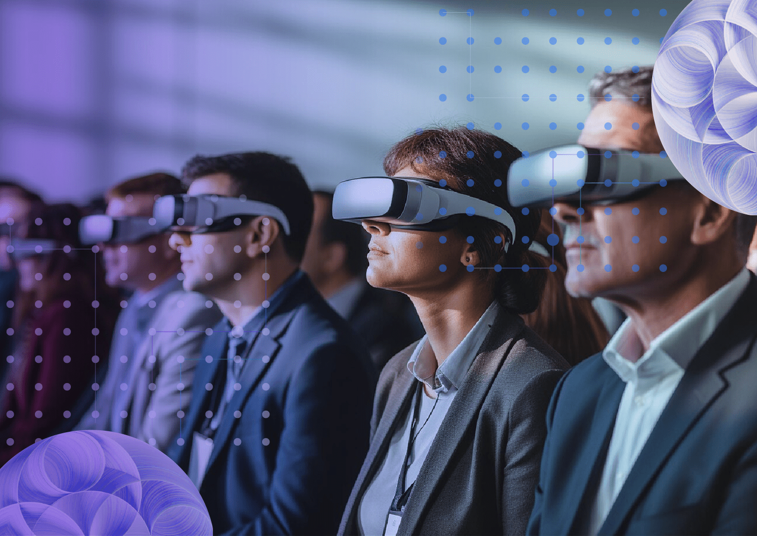 Group of individuals wearing virtual reality headsets, showcasing progressive delivery use cases for optimized software releases.