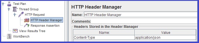 Unit Testing With JMeter - add HTTP Header Manager as a child to the HTTP Request sampler