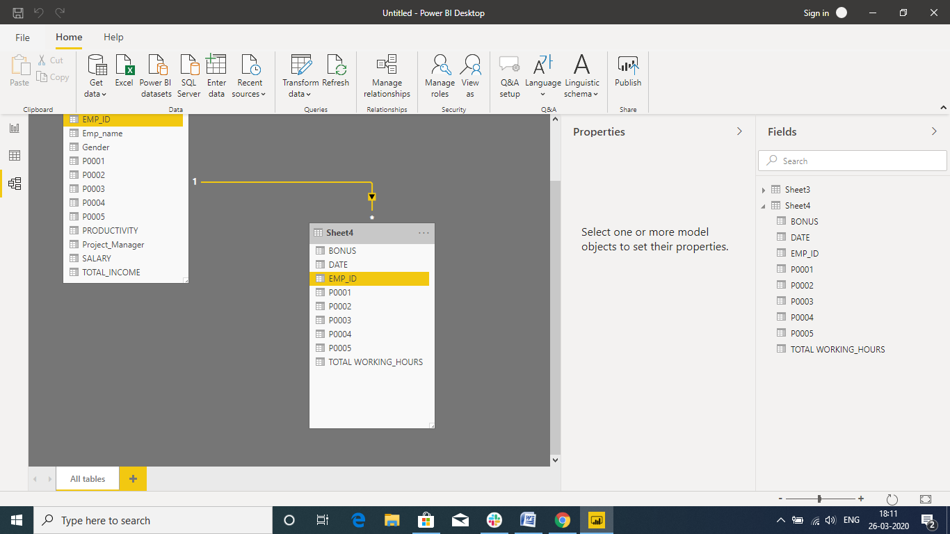 power bi excel attributes relation